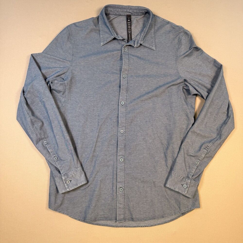 Lululemon Mens Medium Blue Long Sleeve Button Down Stretch Shirt L433DJS EUC